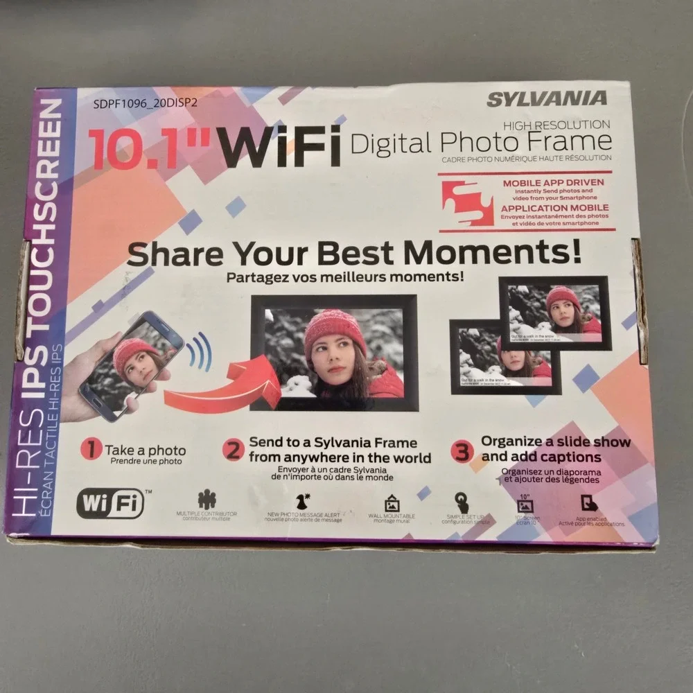 Sylvania 10.1 WiFi Digital Photo Frame IPS Touchscreen Black SDPF1096_20DISP2